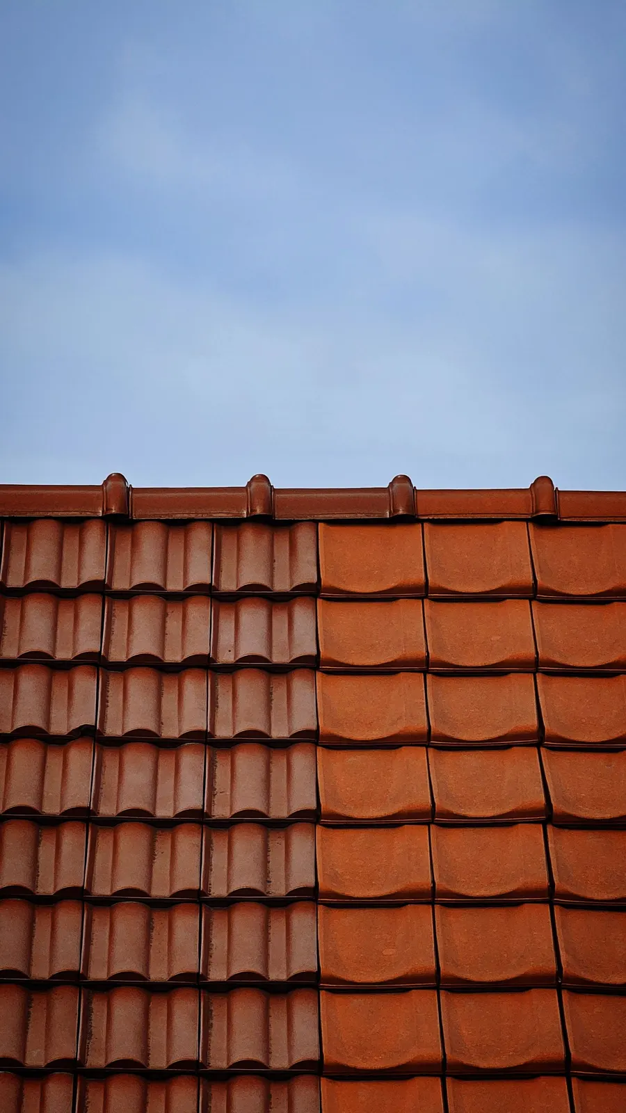 Tiled roof after repair work was completed on a house in Dudley